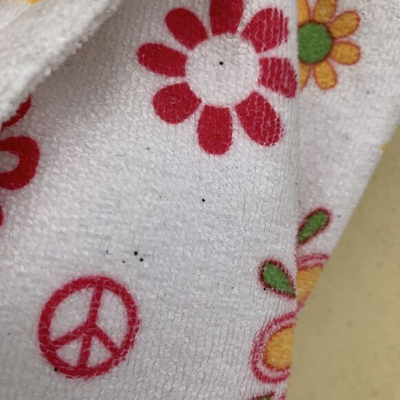 Diva Darling Terry Body Wrap White Flower Power Hippie Peace Design Size Large - Picture 7 of 7